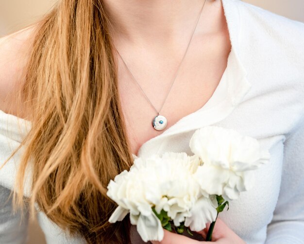 Closeup shot of a pendant jewelry on white background