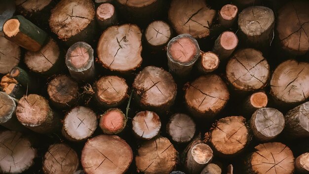 Closeup shot of a pile of logs