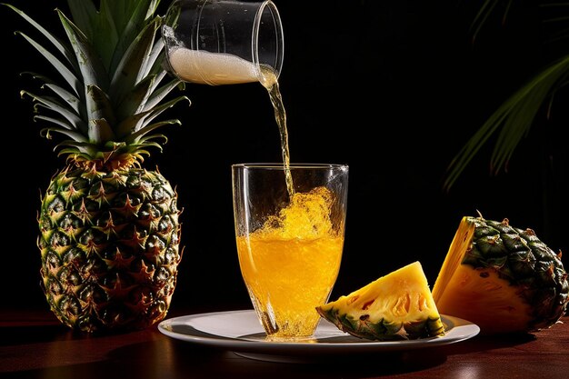 A closeup shot of pineapple juice being strained through a sieve