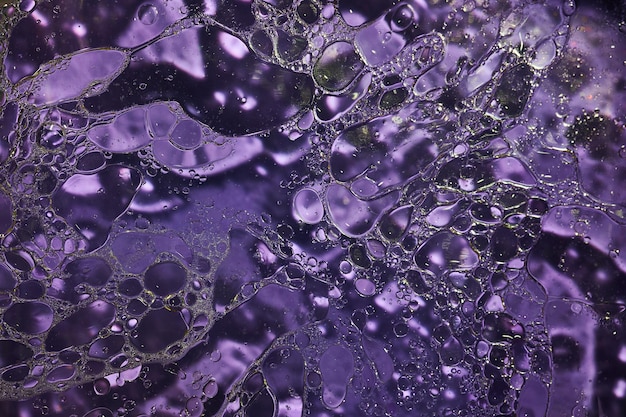 Closeup shot of a purple water surface with bubbles