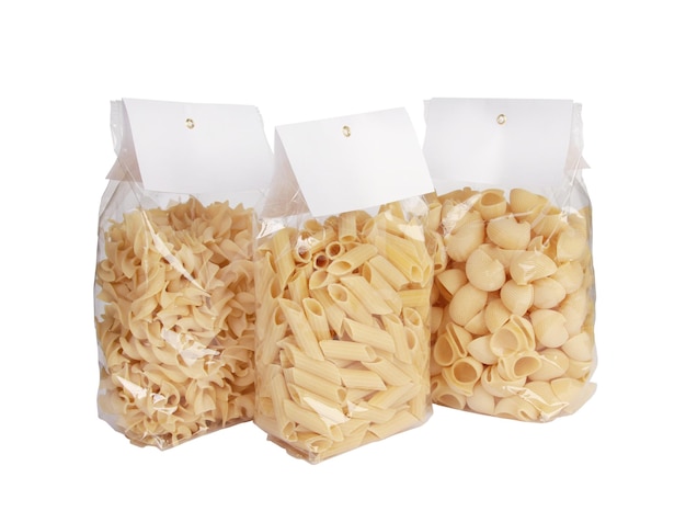 closeup shot of raw pasta isolated on a white background