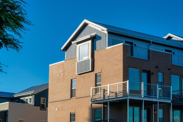 Closeup shot of residential buildings on a sunny day