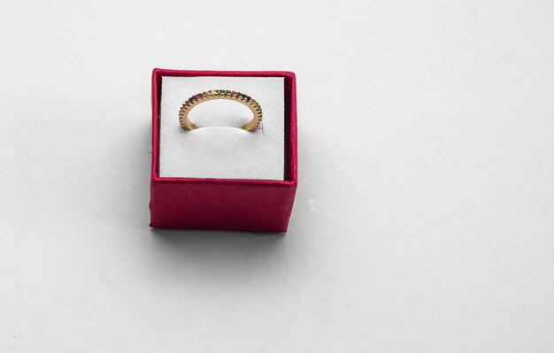 Closeup shot of a ring on a white background