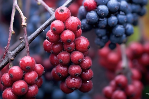 Closeup shot of ripe berries on a bush created with generative ai