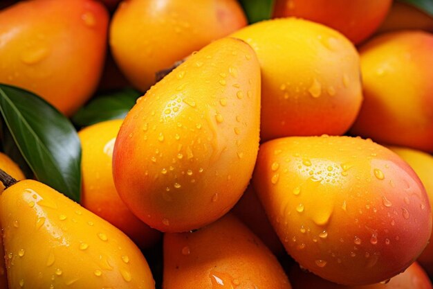 A closeup shot of a ripe mango with vibrant orangeyellow flesh