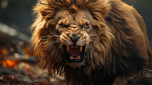 CloseUp Shot of Roaring Lion