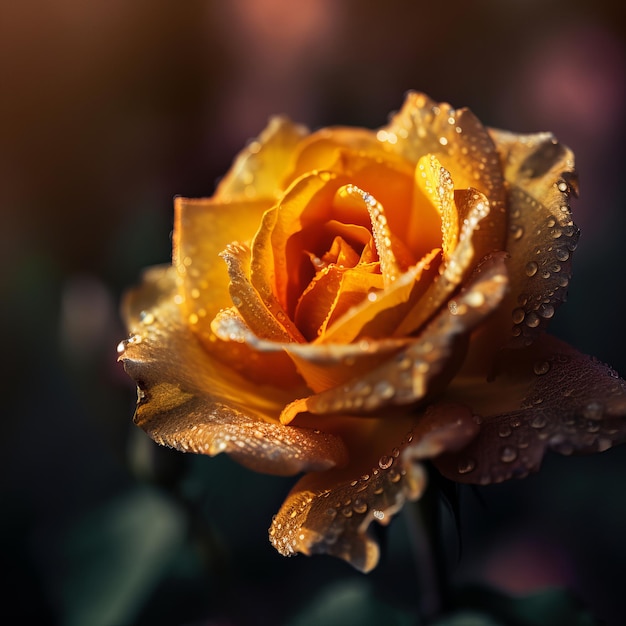 Closeup shot of a rose closeup blurred macro background Generative AI