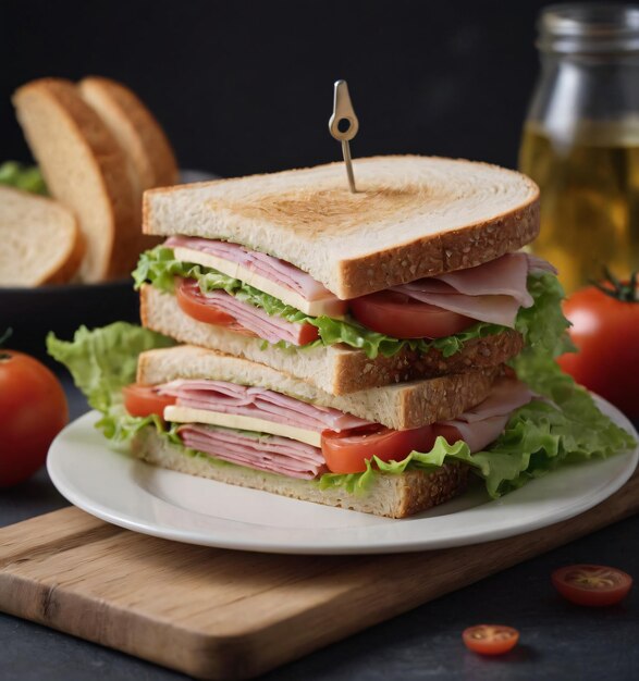 CloseUp Shot of a Sandwich on a Cutting Board