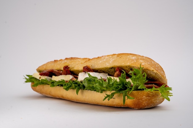 Closeup shot of a sandwich isolated on a white background