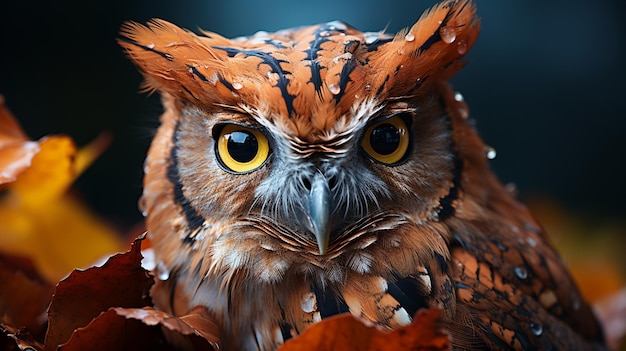 Closeup shot of a screech owl