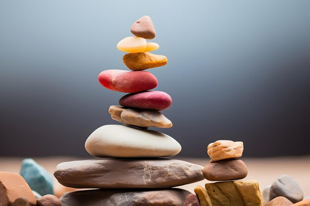 Photo closeup shot of a set of stones stacked on each other