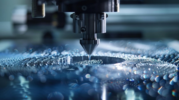 A closeup shot of a solar panel being made using precision laser ting technology creating intricate