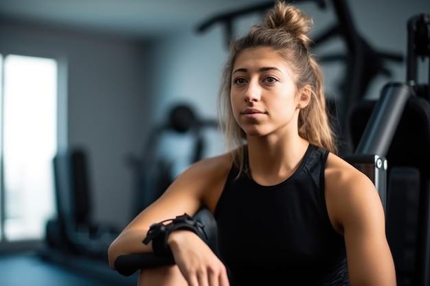 Closeup shot of a sporty young woman sitting in a wheelchair created with generative ai