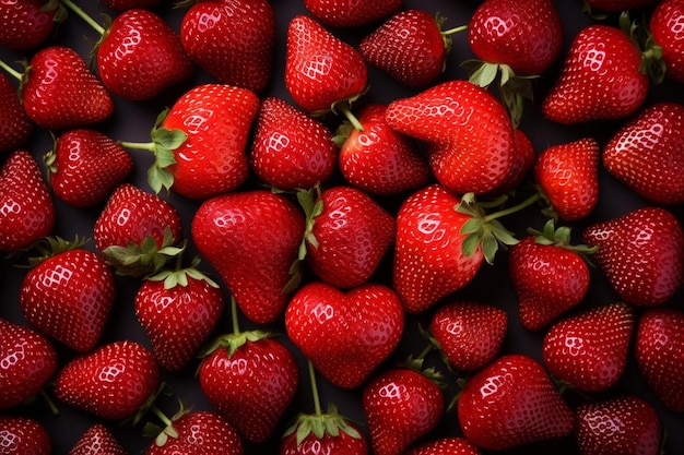 A closeup shot of strawberries arranged in a heart shape Strawberry image photography