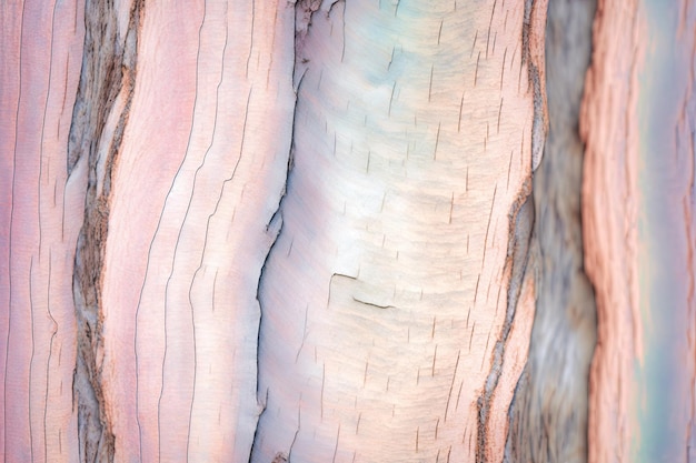 Closeup shot of the texture of a tree with pink bark Generated by AI