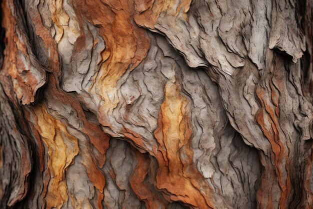 Foto colpo del primo piano di una corteccia di albero evidenziando la sua struttura robusta