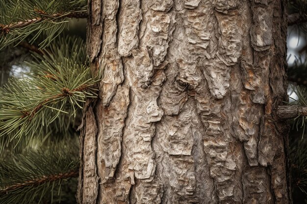 Closeup shot of a trunk of a pine tree