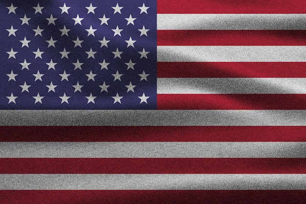 Closeup shot of the waving flag of usa united states of america with texture