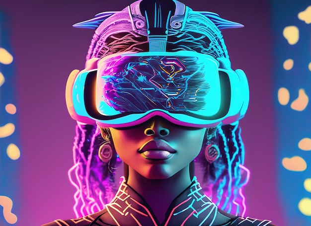 Closeup shot woman experiencing virtual reality Generative AI