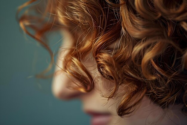 Photo closeup shot of a womans curly hair highlighting its texture and volume concept curly hair closeup shot texture volume woman