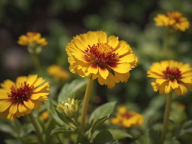 Closeup shot of a yellow gaillardia flower in garden