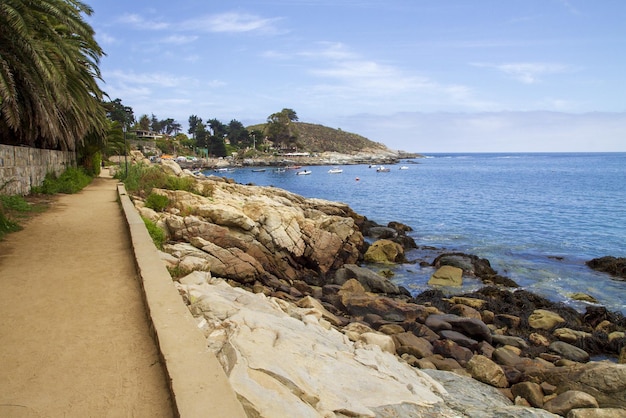 Closeup shot of Zapallar beach landscape view in Chile, South America