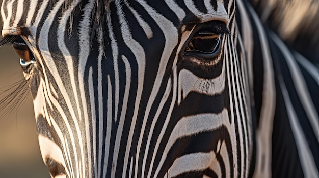 Closeup shot of a zebra eye AI Generated