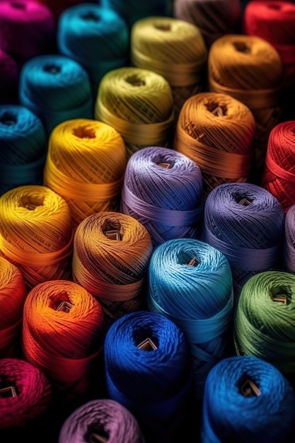 Closeup shots of colorful spools