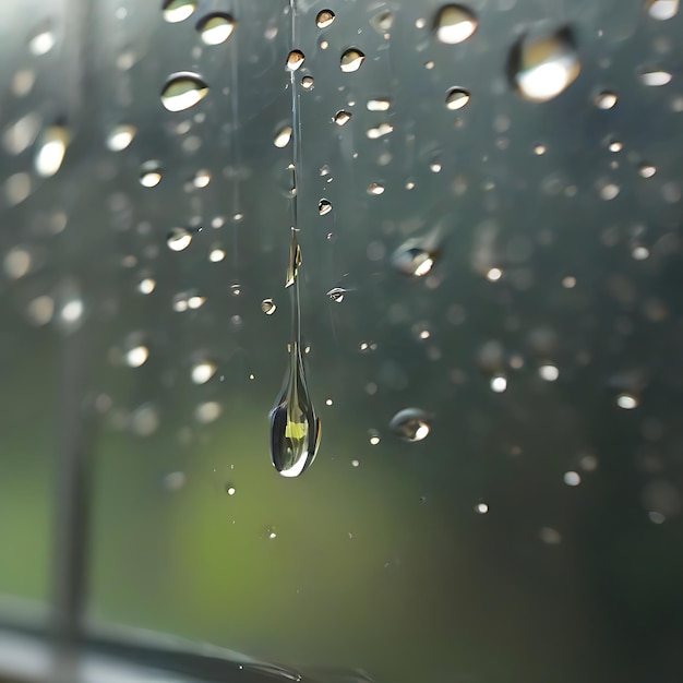 Photo closeup shots of raindrops on windows ai