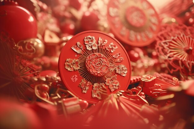 Closeup shots of traditional red Chinese New Year 00447 01