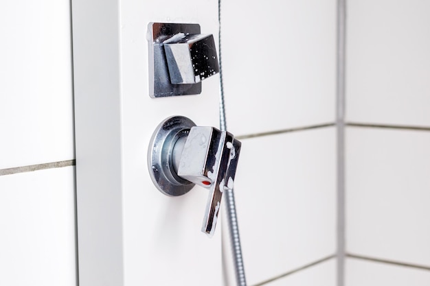 Closeup of Shower Water Valve Handle