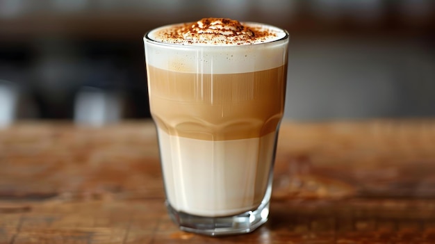 CloseUp Side View van Cappuccino koffie in een glas generatieve AI
