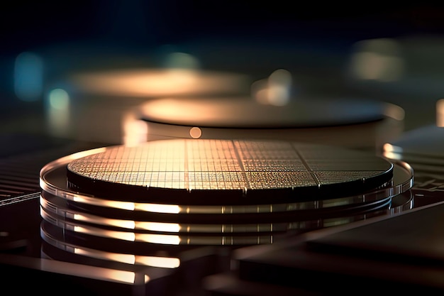 Closeup of Silicon Wafer AI technology generated image