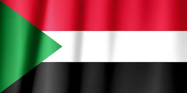 Closeup of silky Sudanese flag