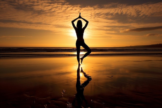 closeup of a siluette woman yoga