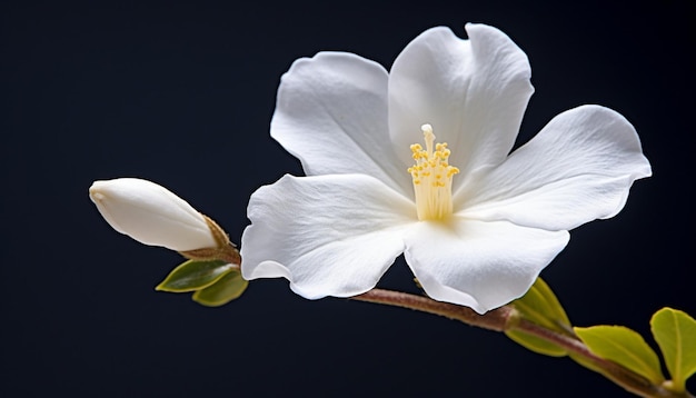 Foto un primo piano di un singolo fiore di gelsomino, il fiore nazionale del pakistan