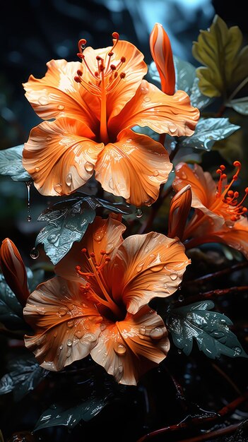 A closeup of a single orange tropical flower Ceated with Generative AI