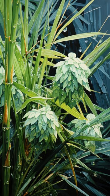 A closeup of a single stalk of rice swaying in the wind Created with Generative AI