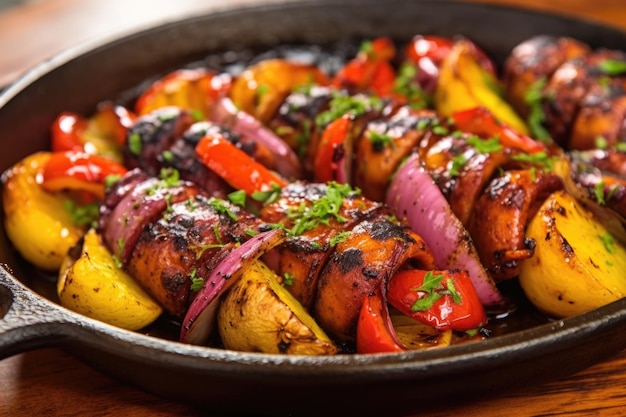 Closeup of sizzling grilled octopus