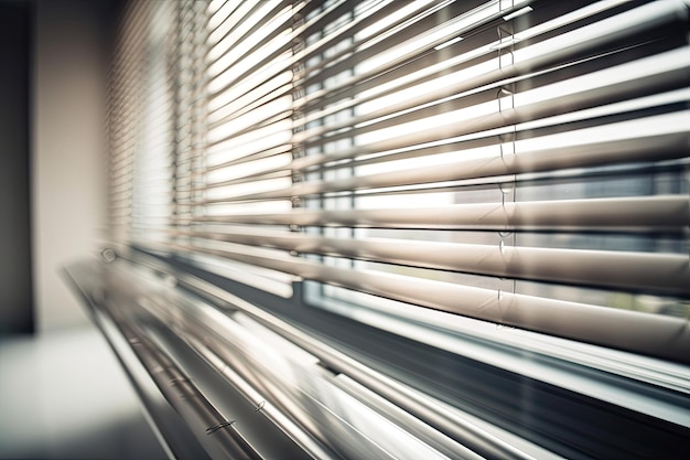 Closeup of sleek automated window blinds in motion created with generative ai