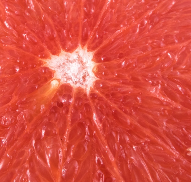 Closeup of slice of grapefruit