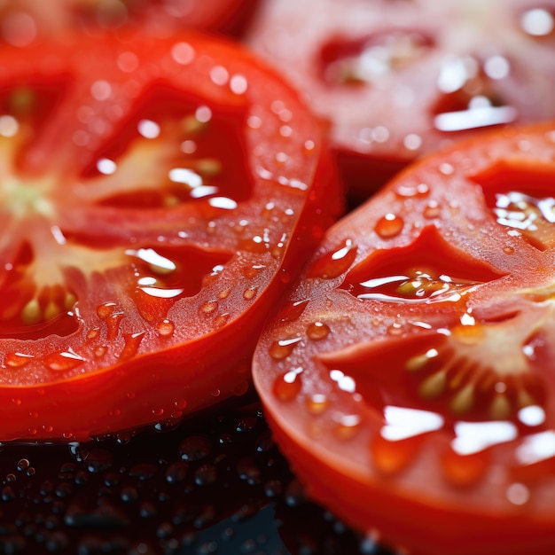 Closeup of a slice of tomato macro