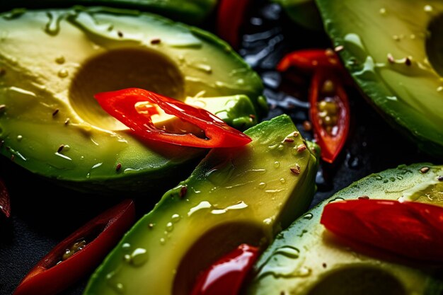 Photo closeup of sliced avocado for fajitas