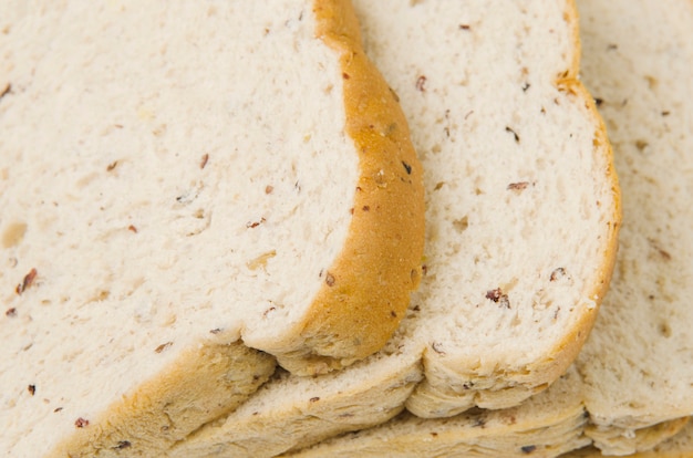 Closeup of sliced bread