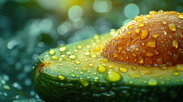 Photo closeup of a sliced cucumber with water droplets