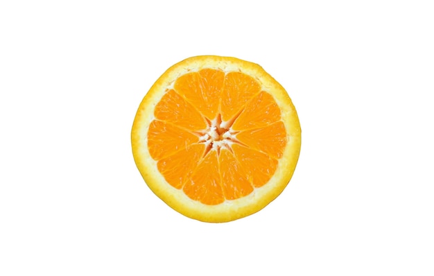 closeup of Sliced orange on white background