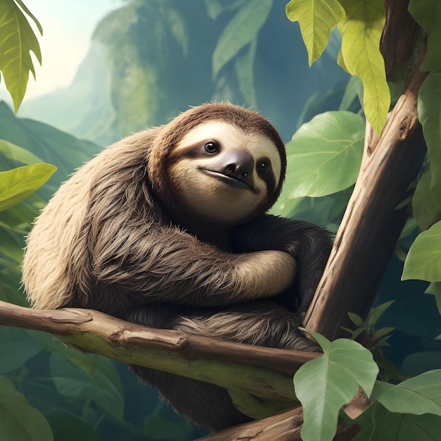 closeup a Sloth at nature background