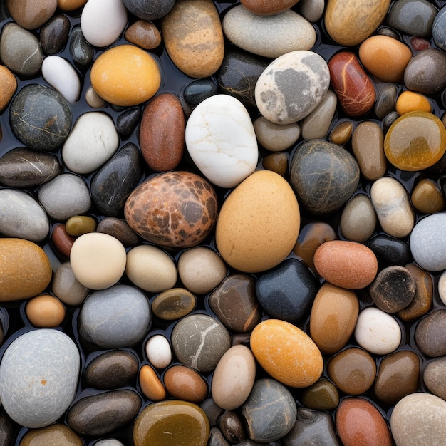 Closeup of Smooth River Stones