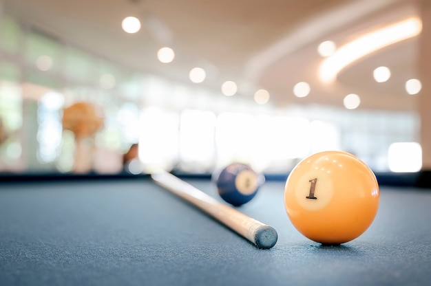 Closeup snooker balls on the snooker table.