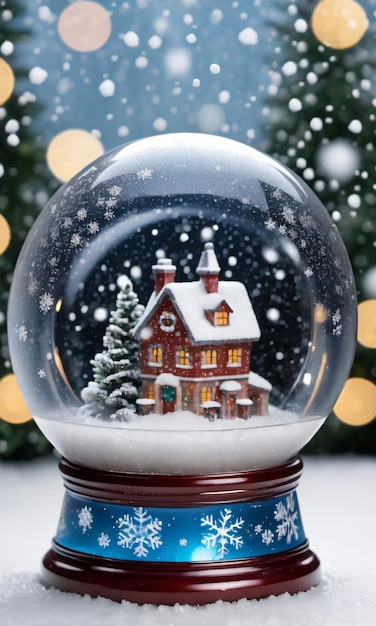 A CloseUp Of A Snow Globe With Swirling Snowflakes